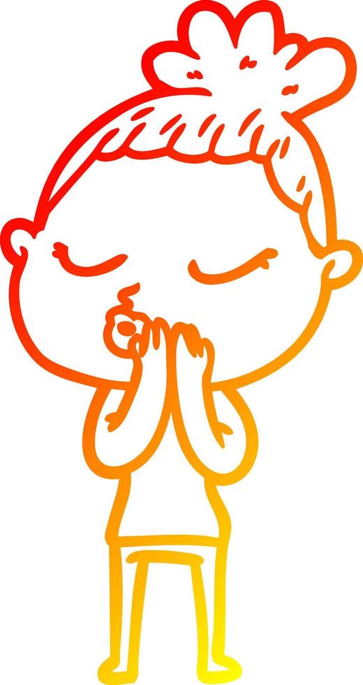 warm gradient line drawing cartoon calm woman vector