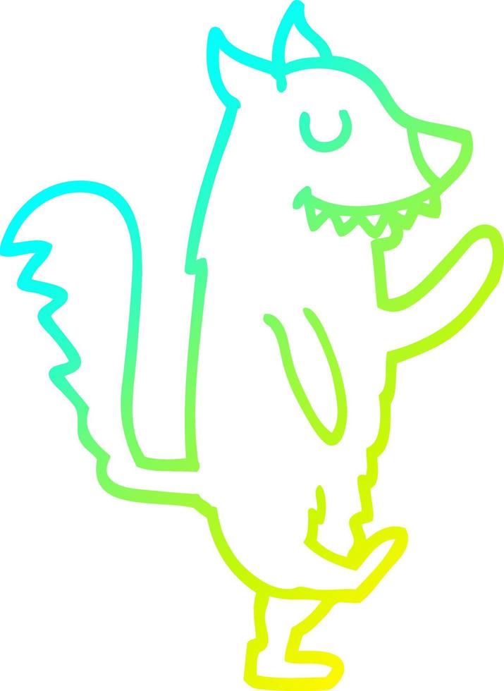 cold gradient line drawing cartoon dancing dog vector