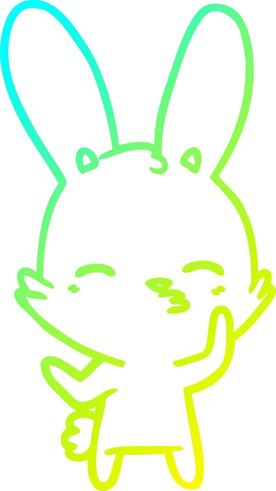 cold gradient line drawing curious bunny cartoon vector