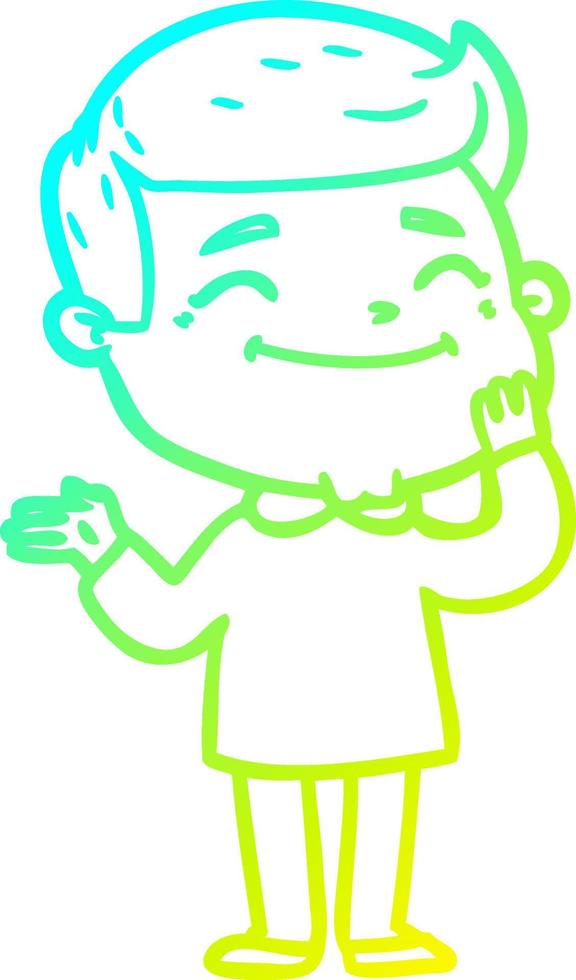 cold gradient line drawing happy cartoon man vector