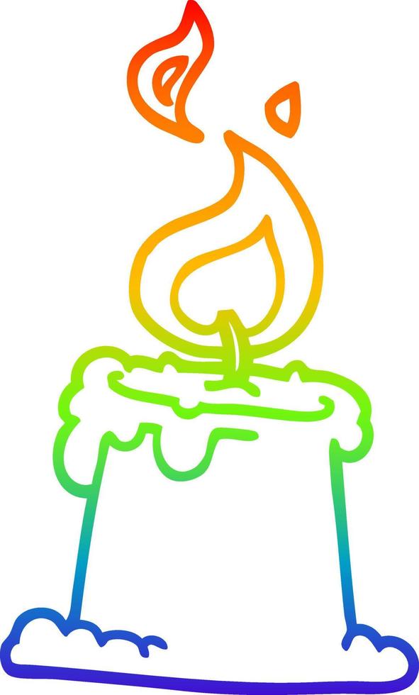 rainbow gradient line drawing cartoon lit candle vector