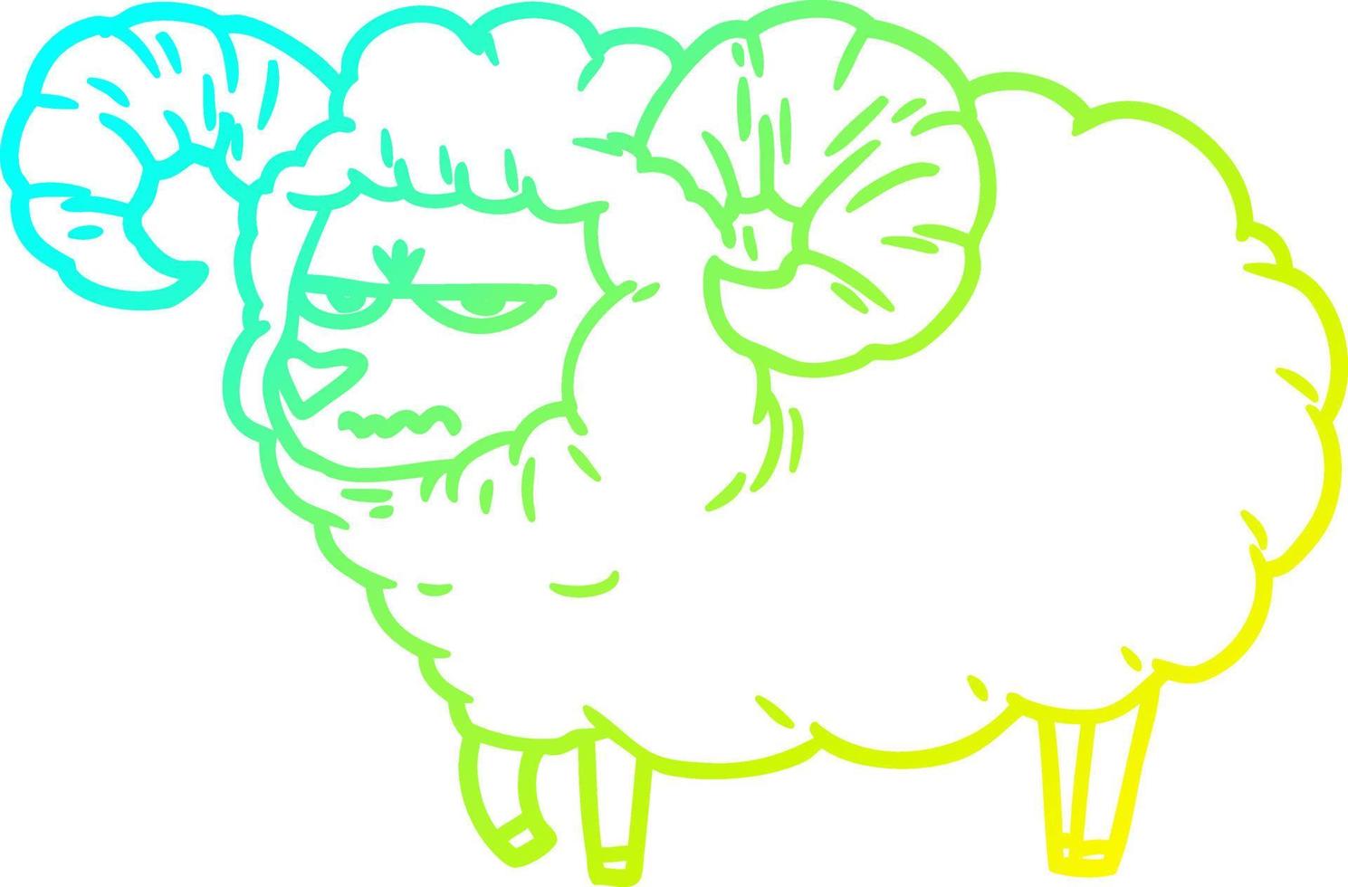 cold gradient line drawing cartoon angry ram vector
