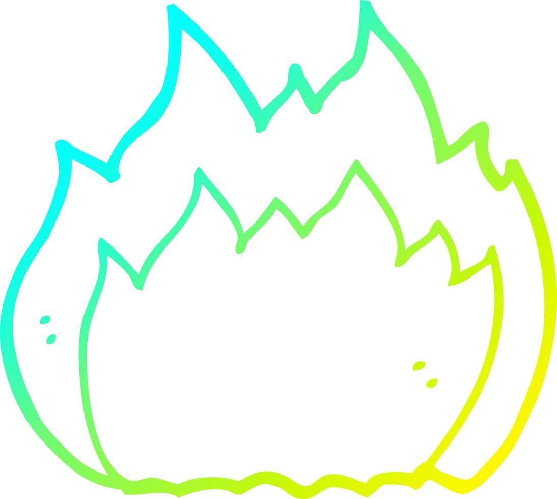 cold gradient line drawing cartoon fire vector