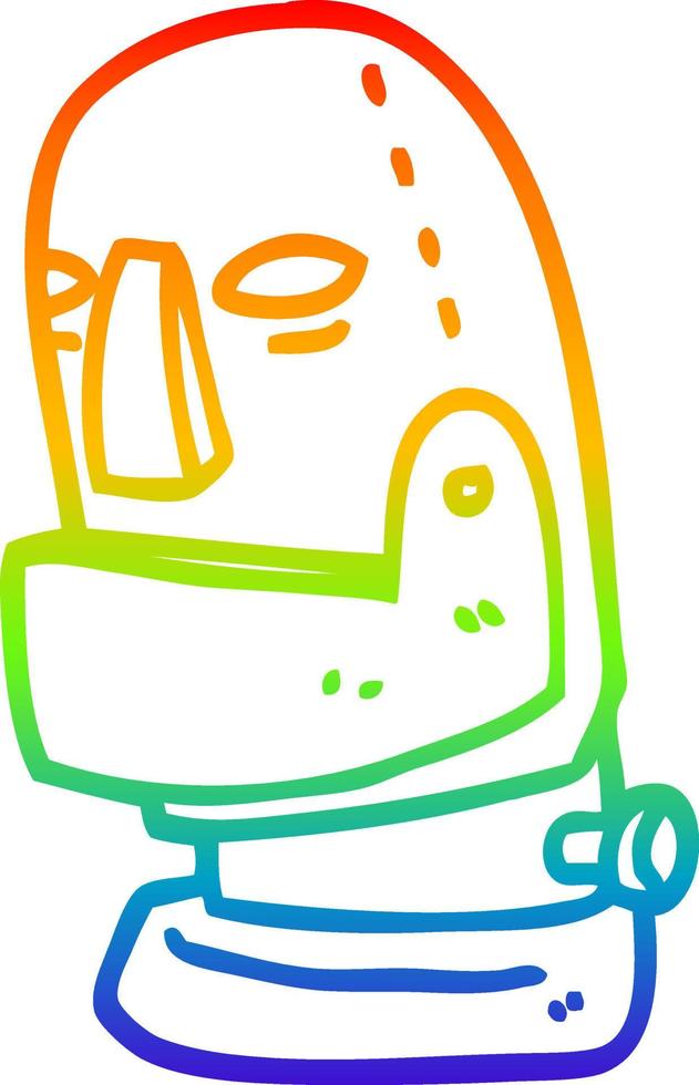 rainbow gradient line drawing cartoon robot head vector