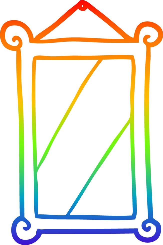 arco iris gradiente línea dibujo enmarcado viejo espejo vector