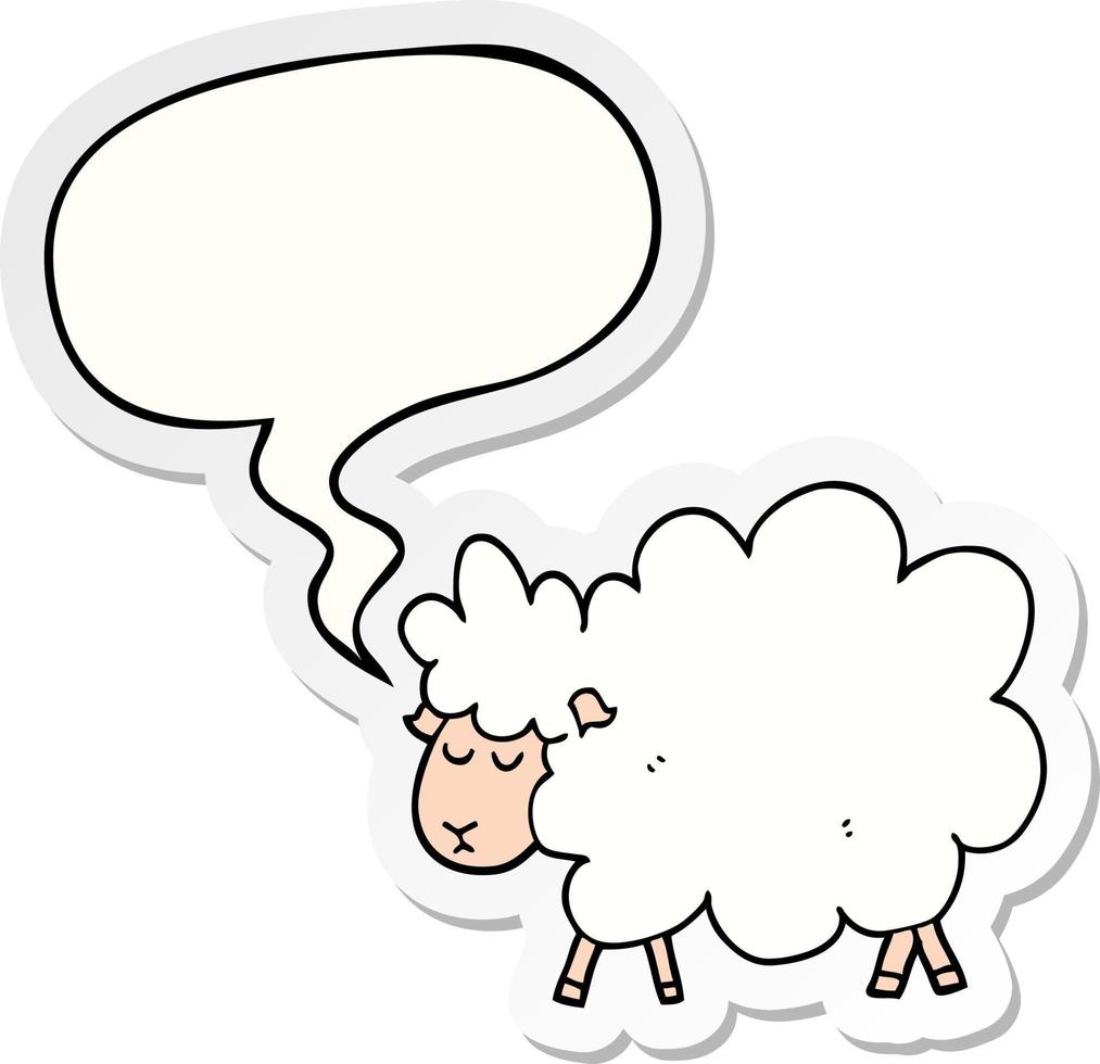 cartoon sheep and speech bubble sticker vector