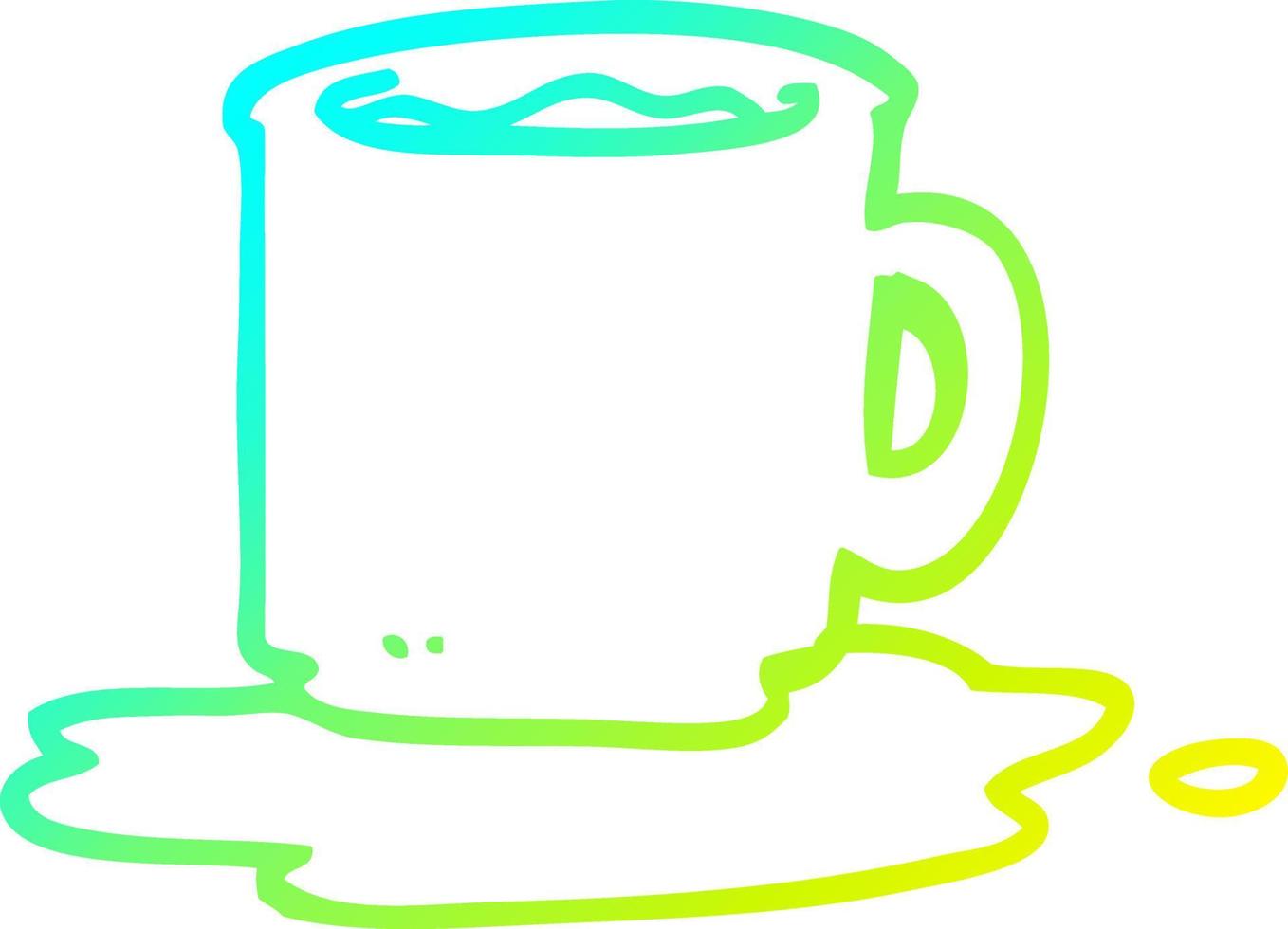 cold gradient line drawing cartoon mug of coffee vector