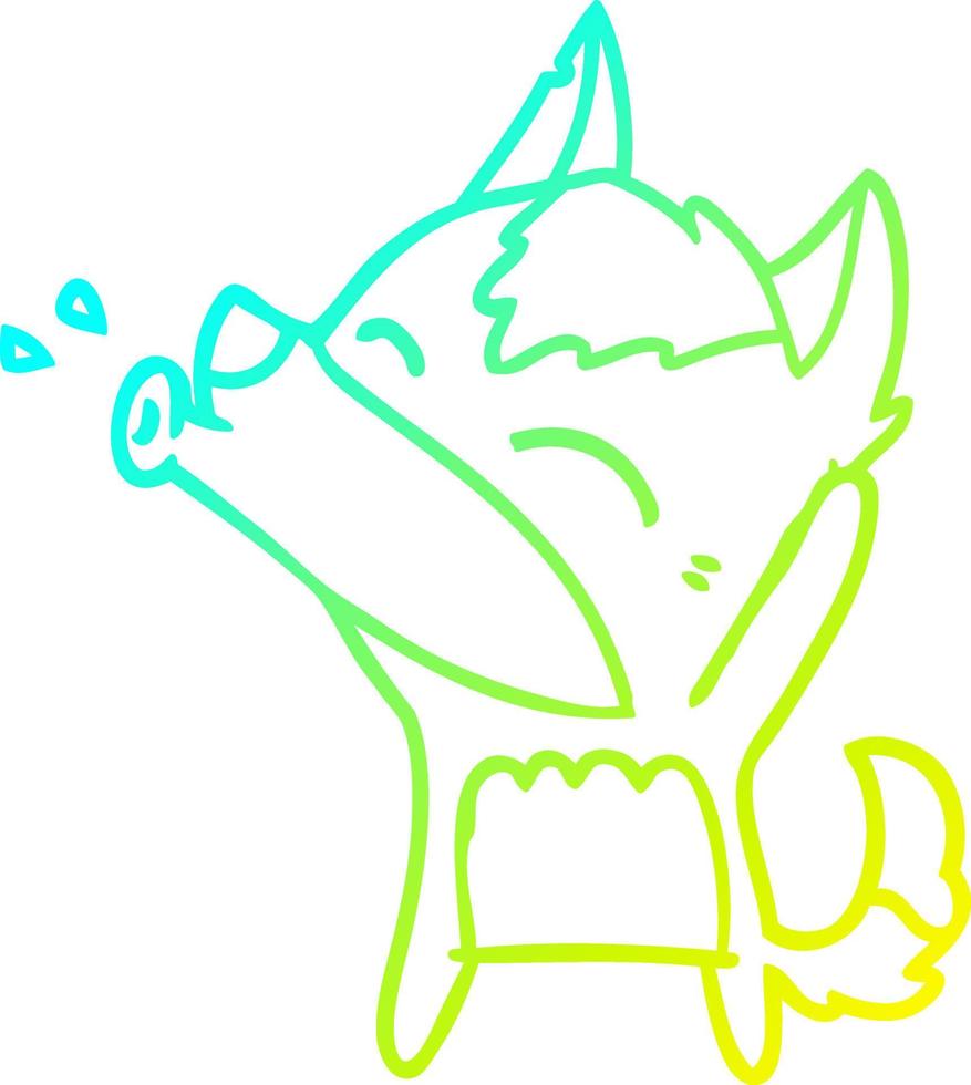 cold gradient line drawing howling wolf cartoon vector