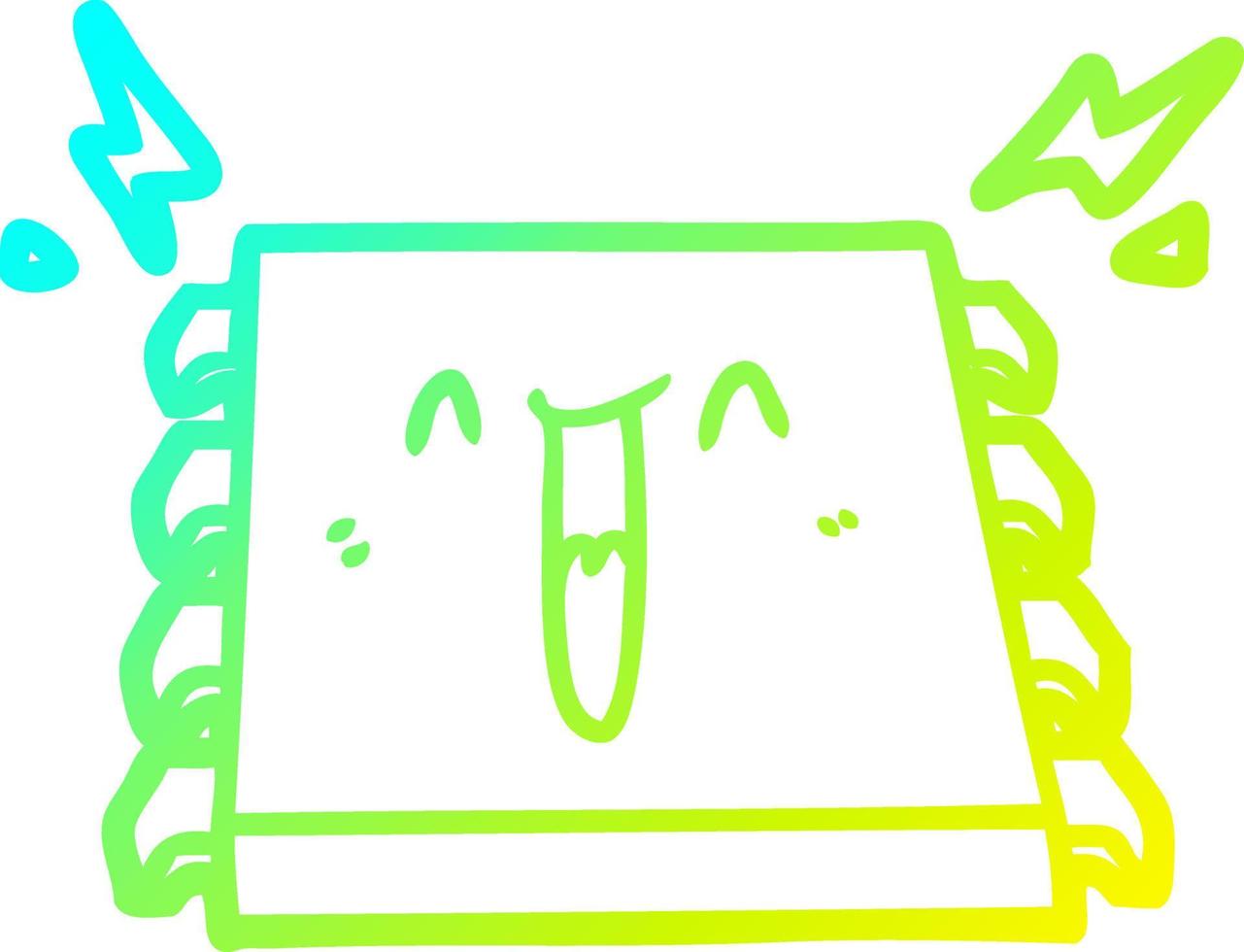 cold gradient line drawing happy computer chip cartoon vector