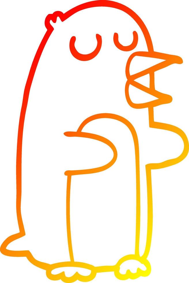 dibujo de línea de gradiente cálido pingüino de dibujos animados vector
