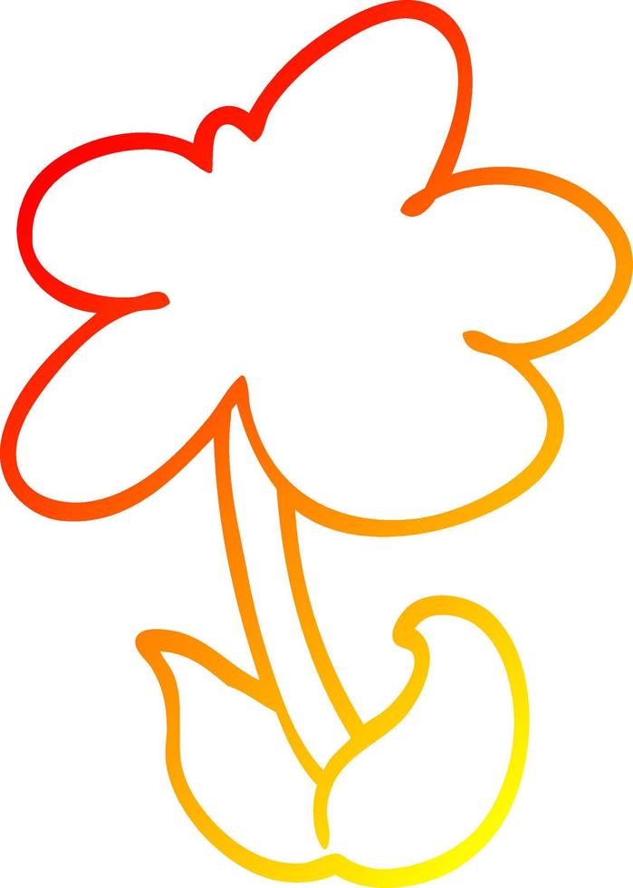 warm gradient line drawing cute cartoon flower vector