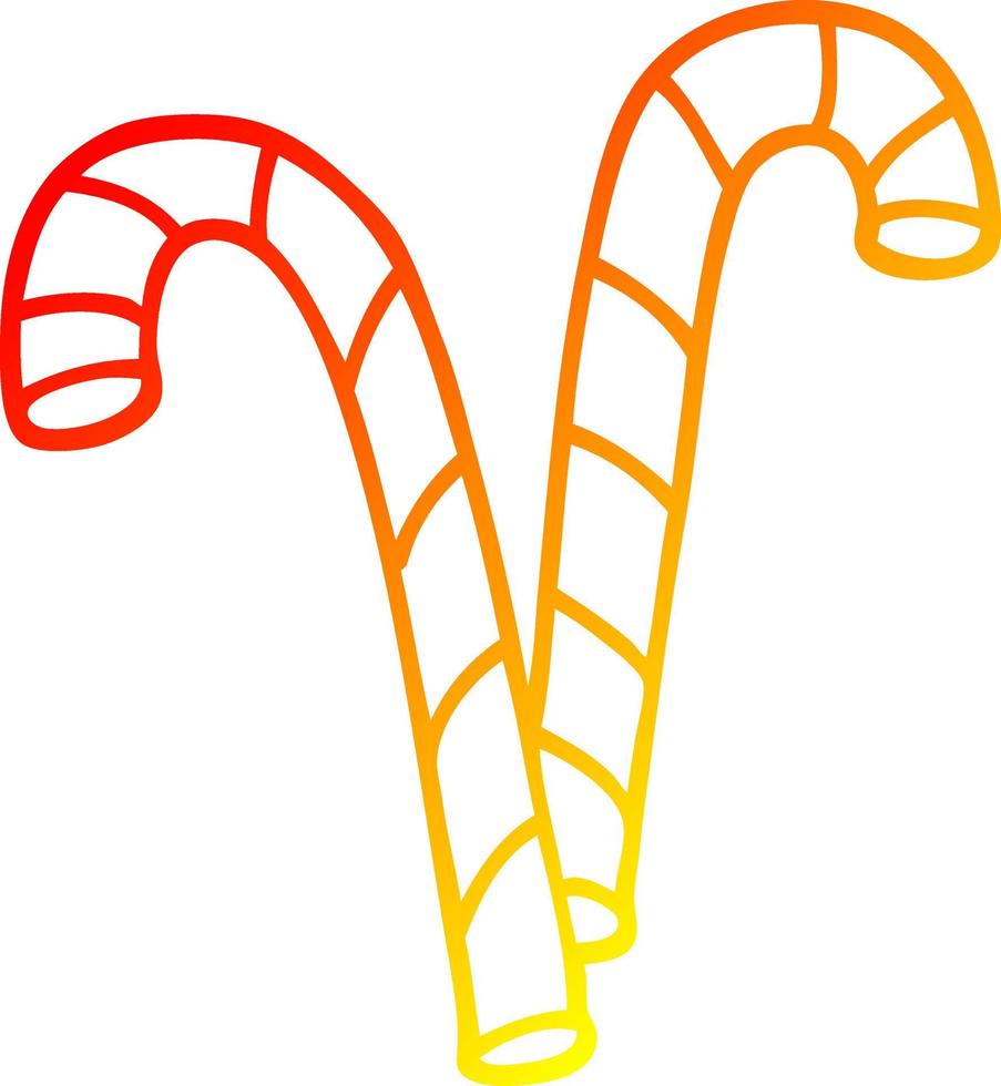 warm gradient line drawing cartoon xmas candy cane vector
