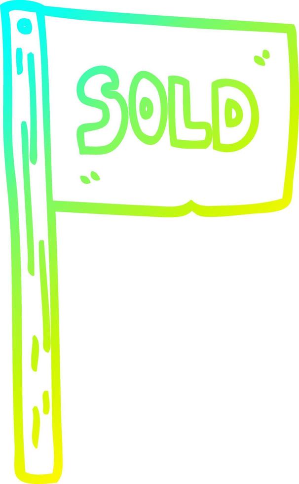 cold gradient line drawing cartoon sold sign vector
