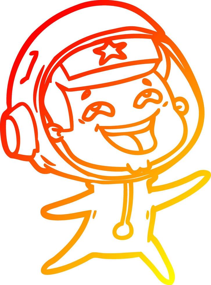 warm gradient line drawing cartoon laughing astronaut vector