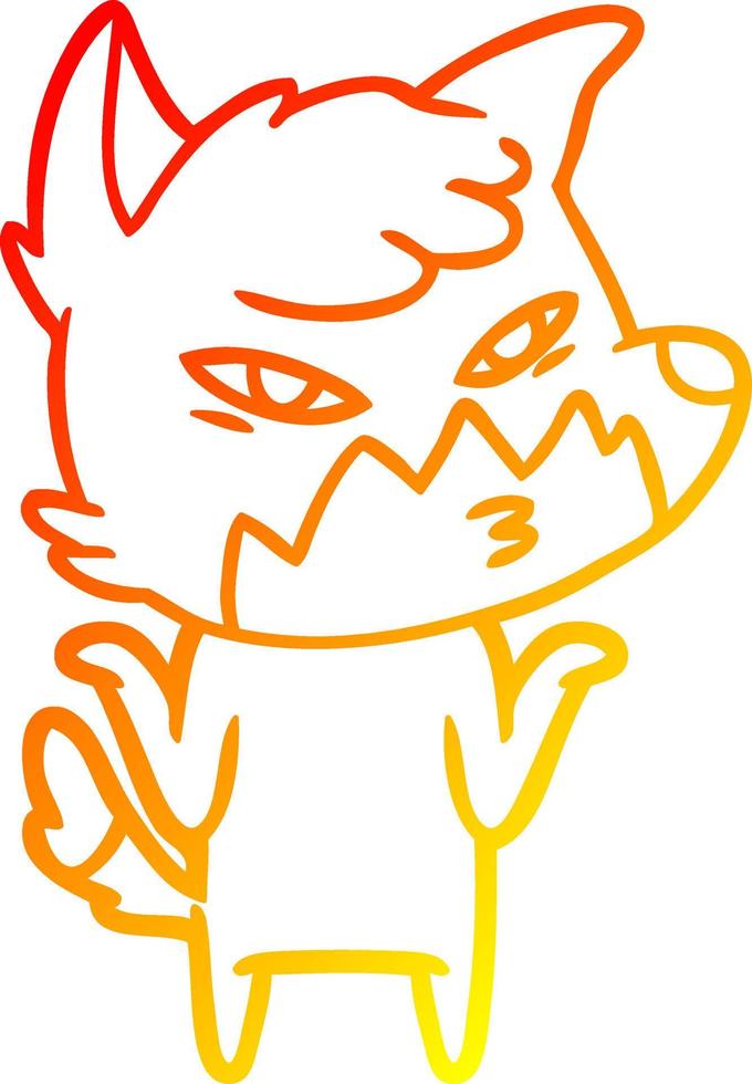 warm gradient line drawing clever cartoon fox vector