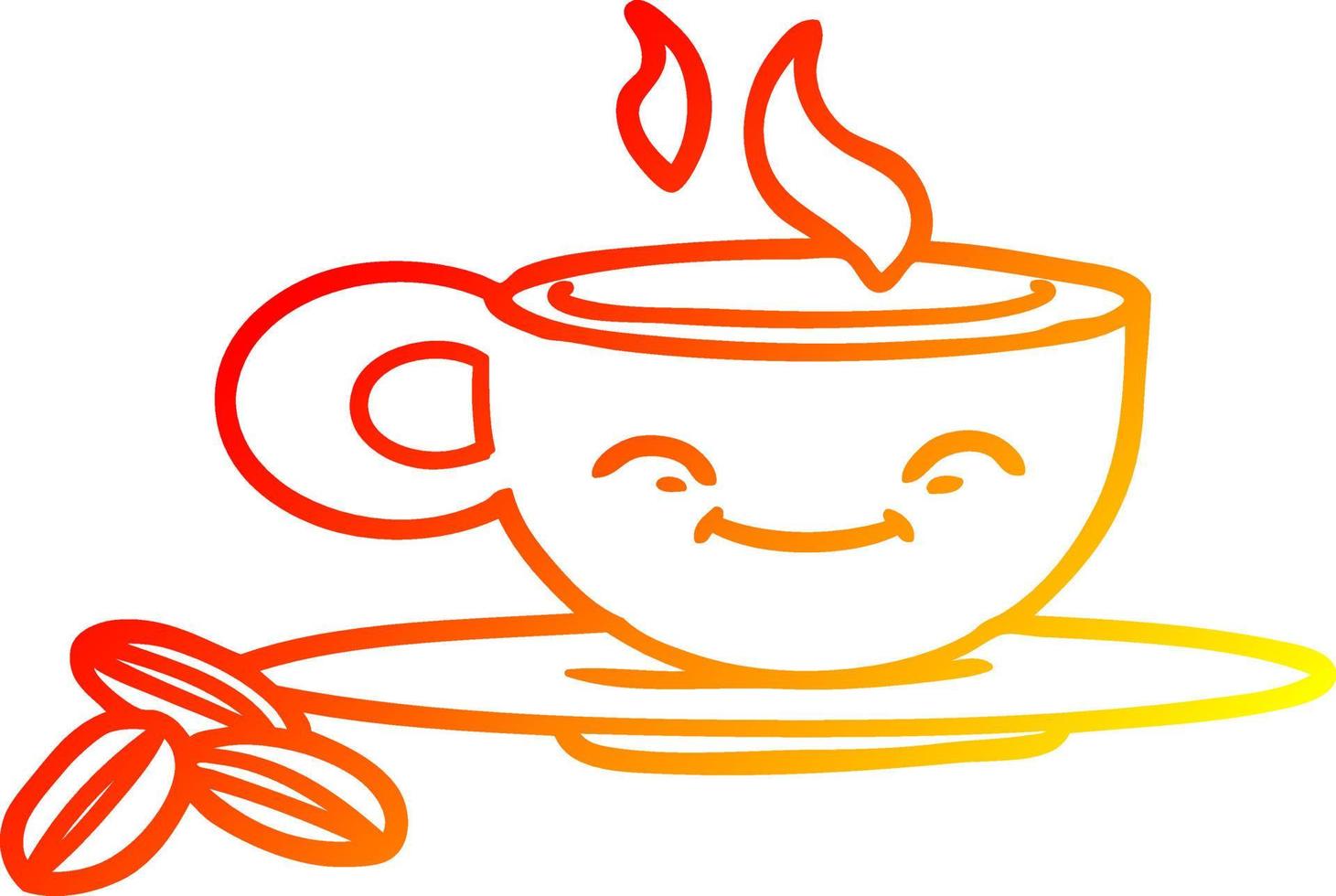 warm gradient line drawing cartoon espresso mug vector