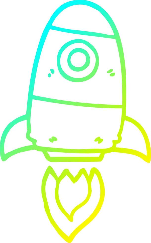 cold gradient line drawing cartoon space rocket vector