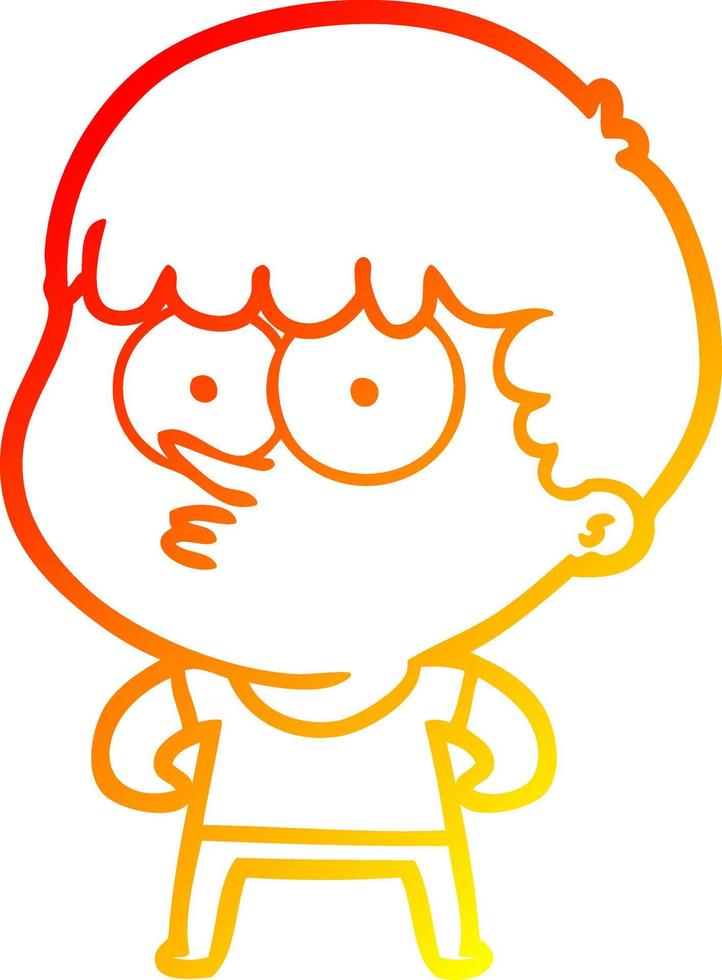 warm gradient line drawing cartoon curious boy vector