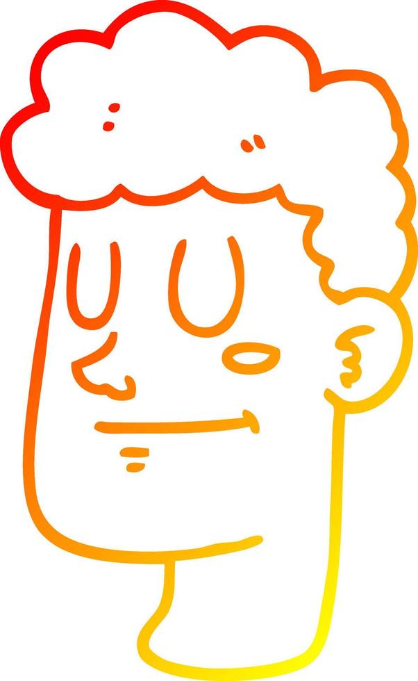 warm gradient line drawing cartoon male face vector