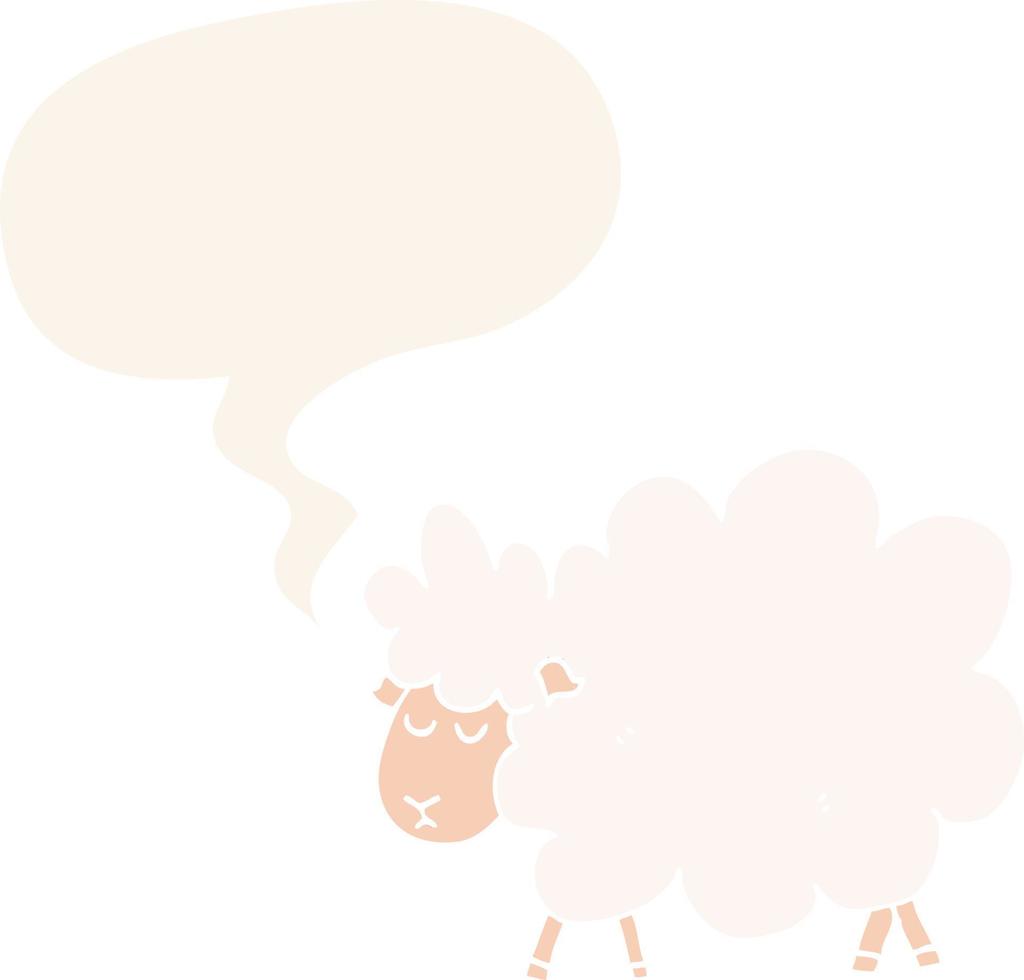 cartoon sheep and speech bubble in retro style vector