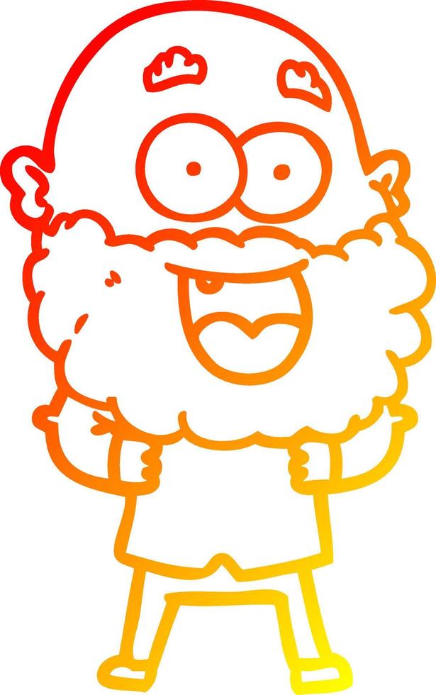 warm gradient line drawing cartoon crazy happy man with beard vector