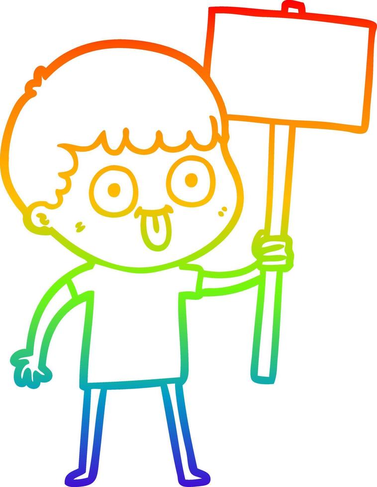 rainbow gradient line drawing cartoon man staring vector