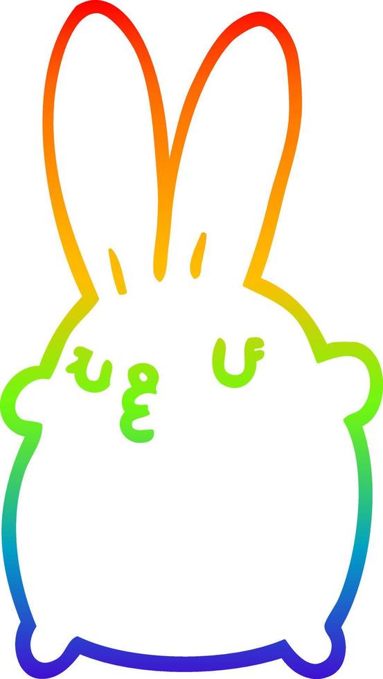 rainbow gradient line drawing cute cartoon rabbit vector