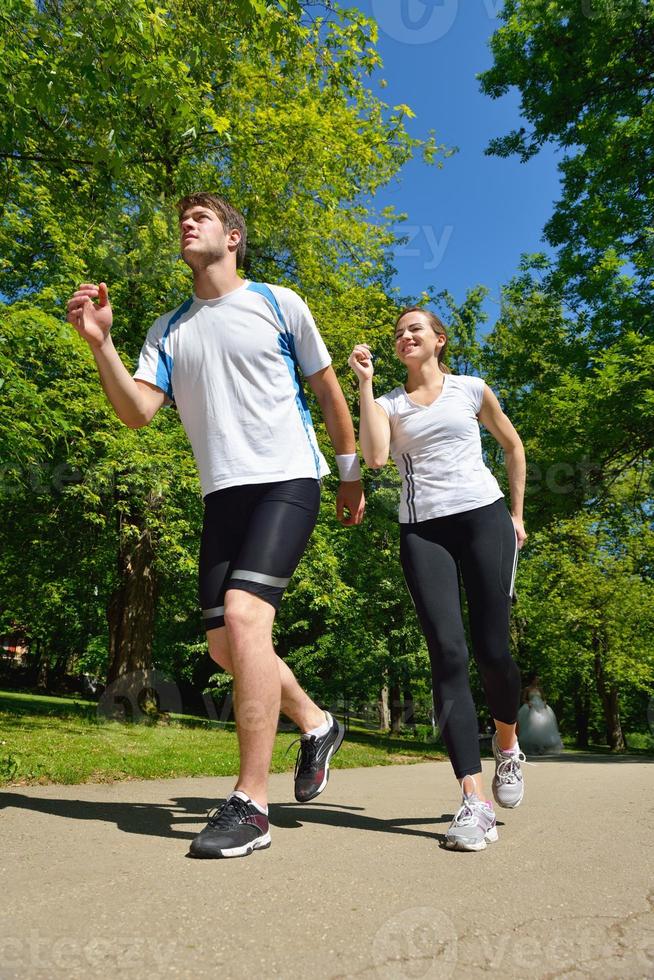 Young couple jogging photo