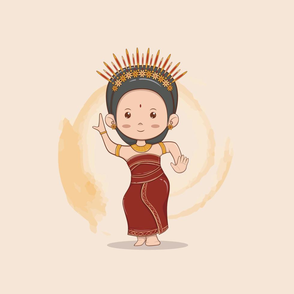 Cartoon pose, Indonesian culture vector material, Balinese traditional dance,vector design