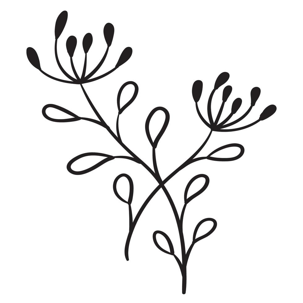 Doodle branch, cute and unusual leaves, can be used to decorate postcards, business cards or as a design element vector