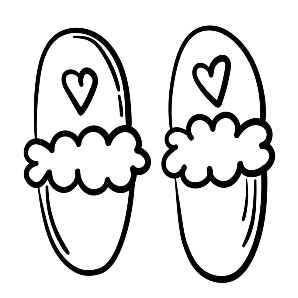 Doodle sticker of funny slippers for home vector