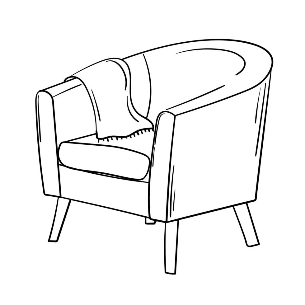 Doodle boho style cozy armchair sticker vector