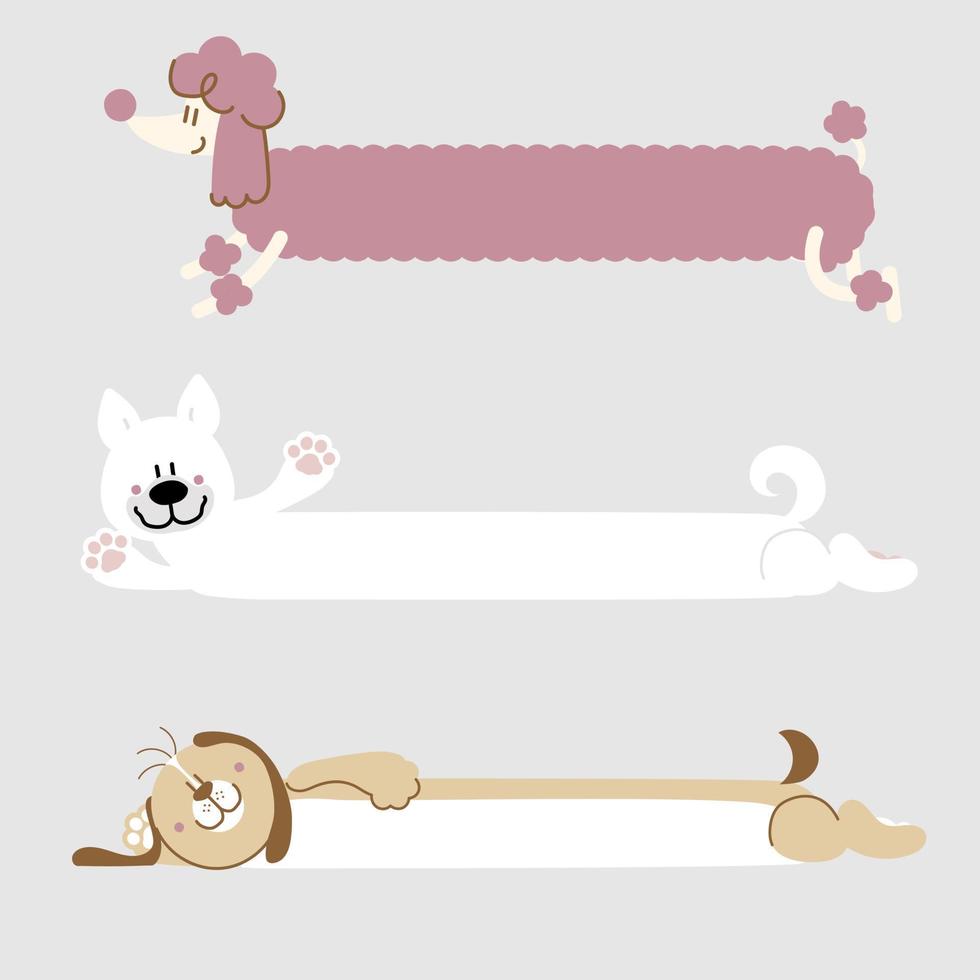 collection set of cute hand drawn dog text box, banner, board with paw, speech bubble balloon, template, flat design vector illustration