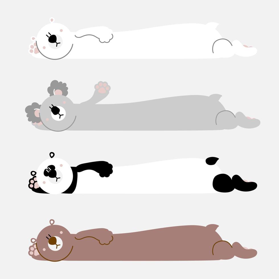 collection set of cute hand drawn bear text box, banner, board with paw, speech bubble balloon, template, flat design vector illustration