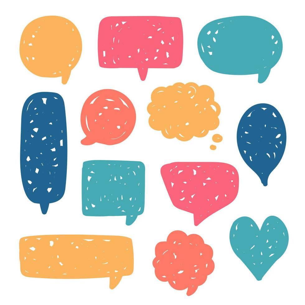 collection set of hand drawing frame border, blank speech bubble balloon, think, speak, talk, text box, banner, flat, design, vector illustration