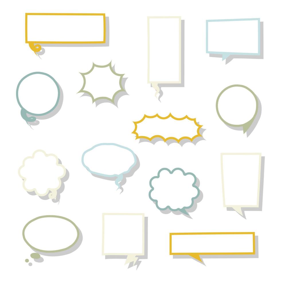 collection set of hand drawing frame border, blank speech bubble balloon, think, speak, talk, text box, banner, flat, design, vector illustration