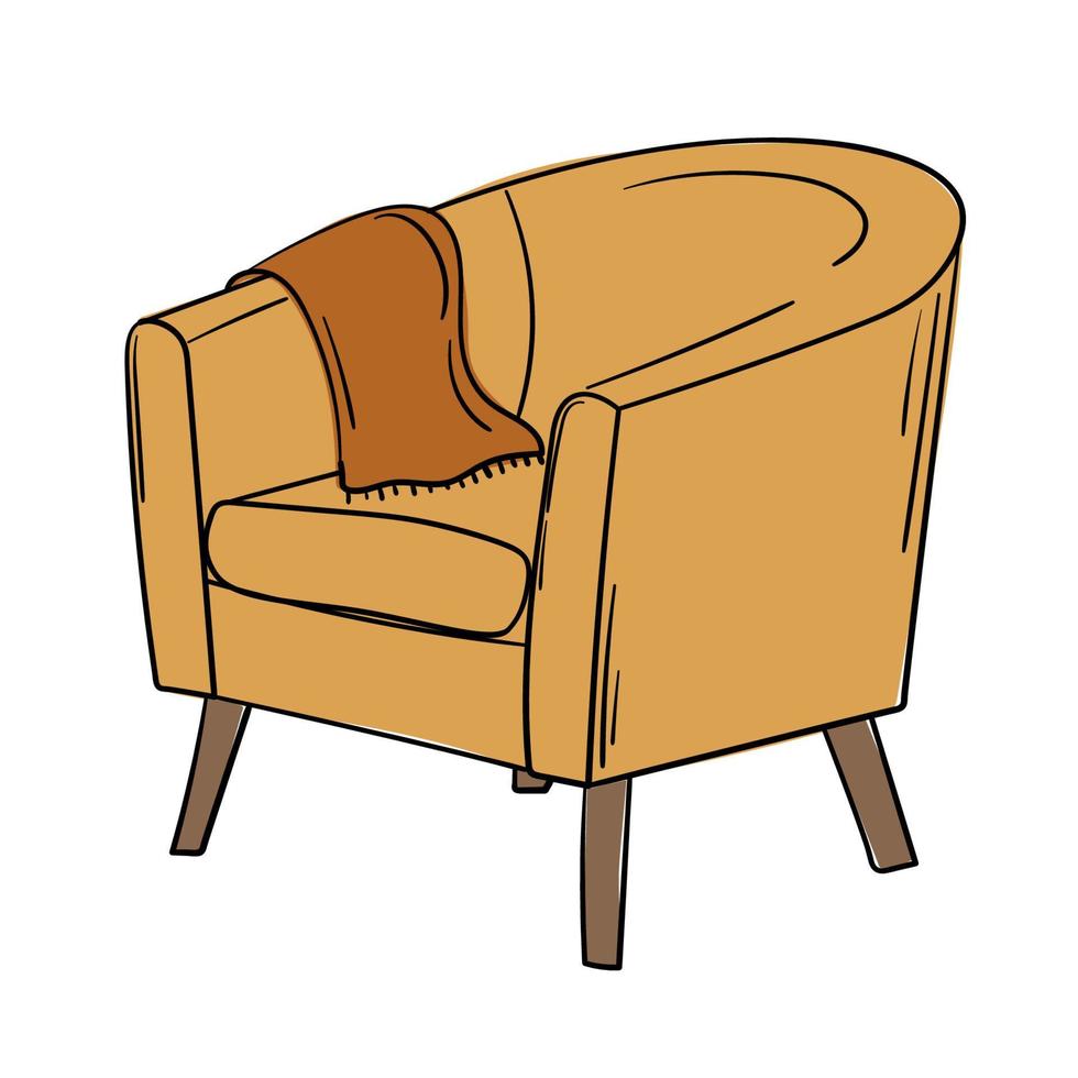 Doodle boho style cozy armchair sticker vector