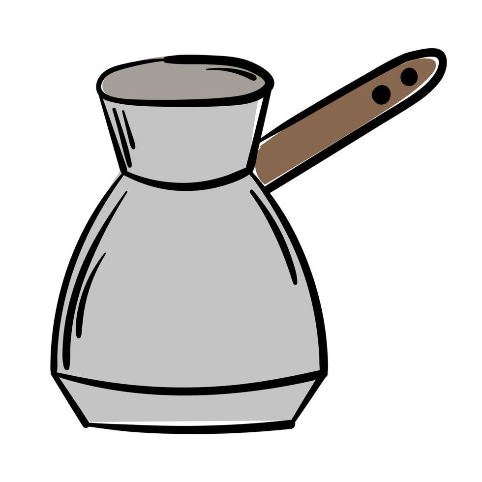 Doodle sticker making coffee at home vector