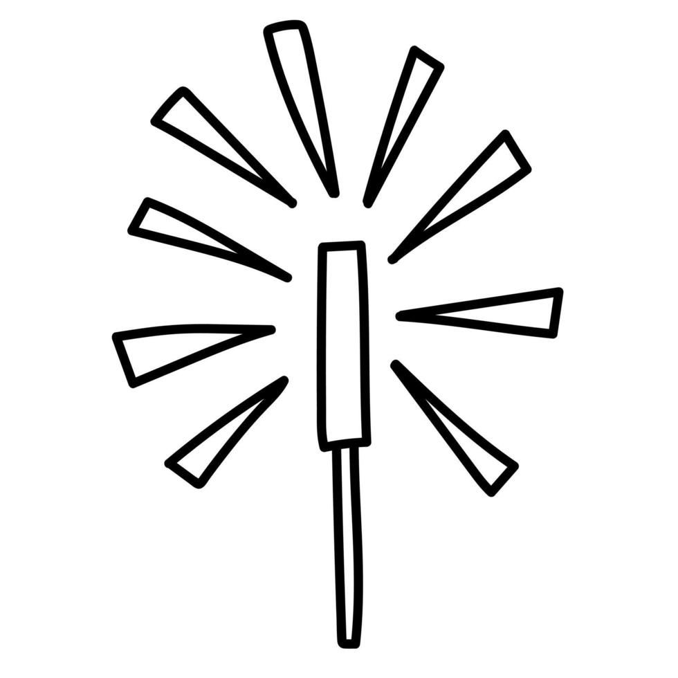 Doodle sticker with fireworks, salute vector