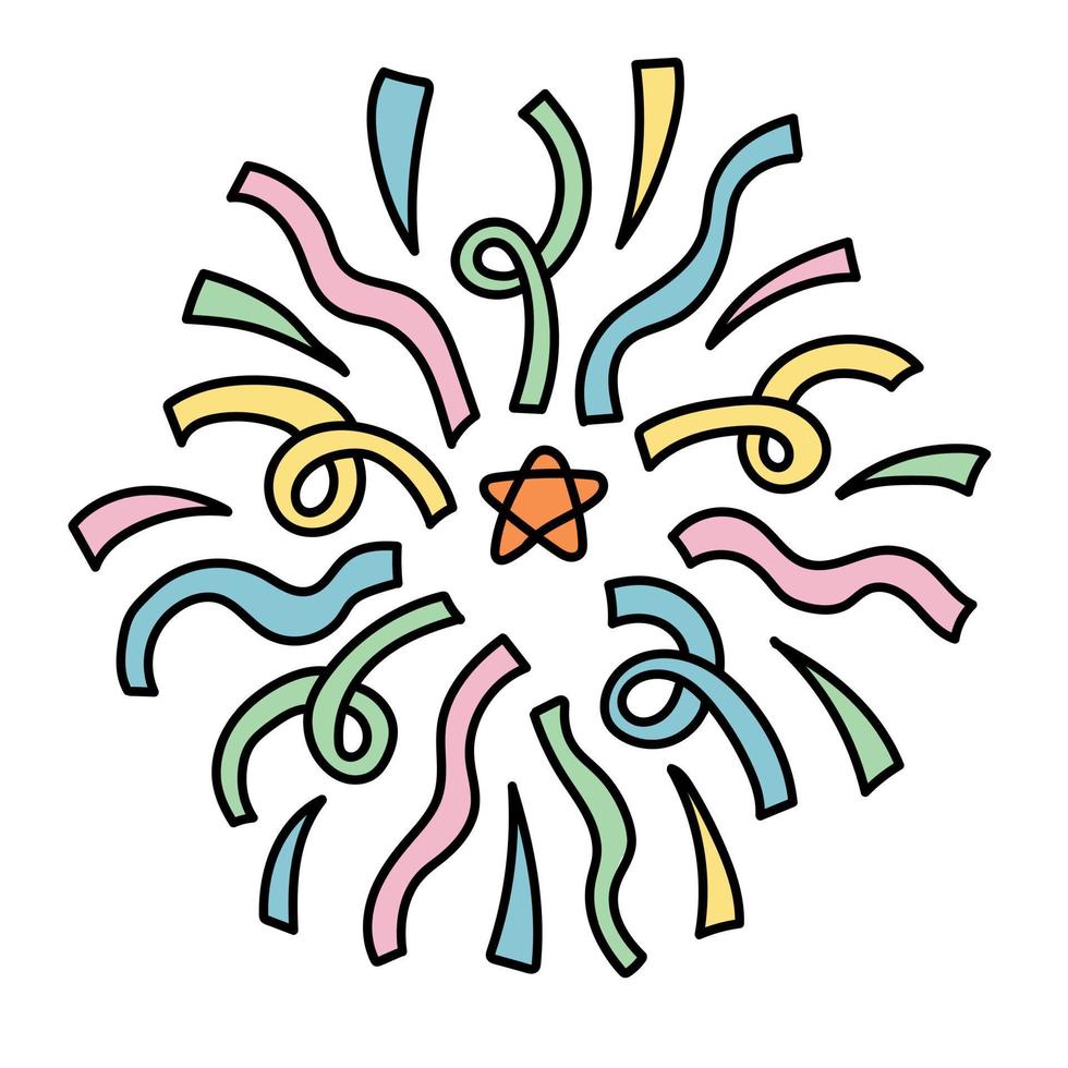 Doodle sticker with fireworks, salute vector