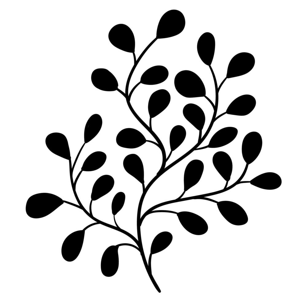 Doodle branch, cute and unusual leaves, can be used to decorate postcards, business cards or as a design element vector