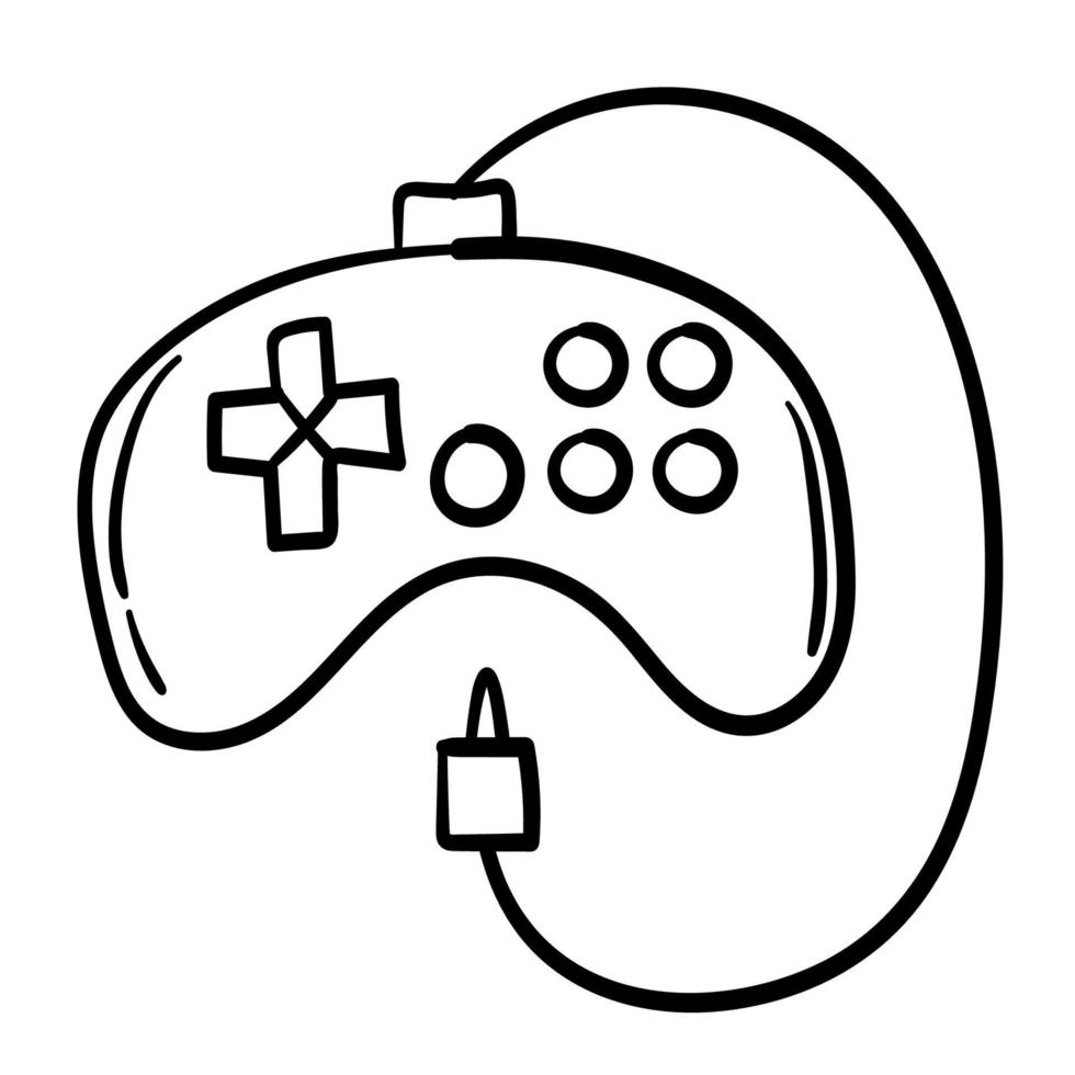 Doodle sticker with gamepad for video games vector