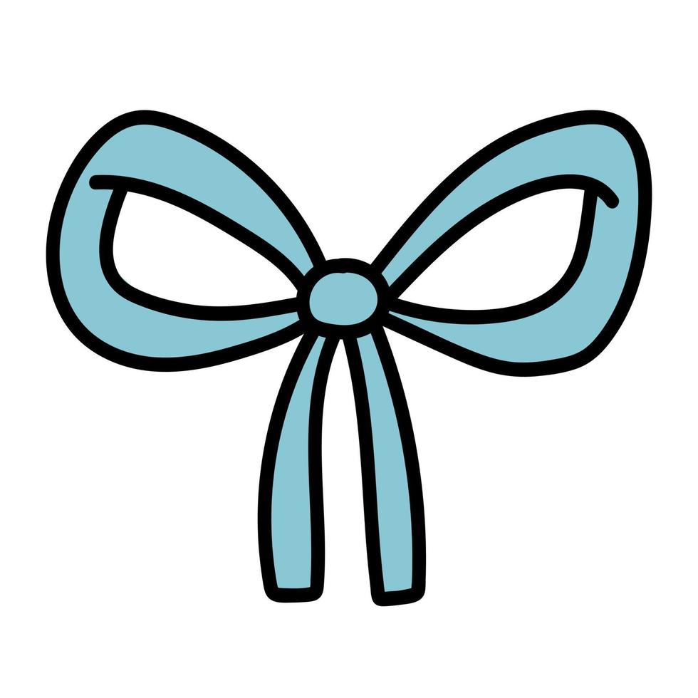 Doodle sticker of a festive ribbon tied in a bow vector