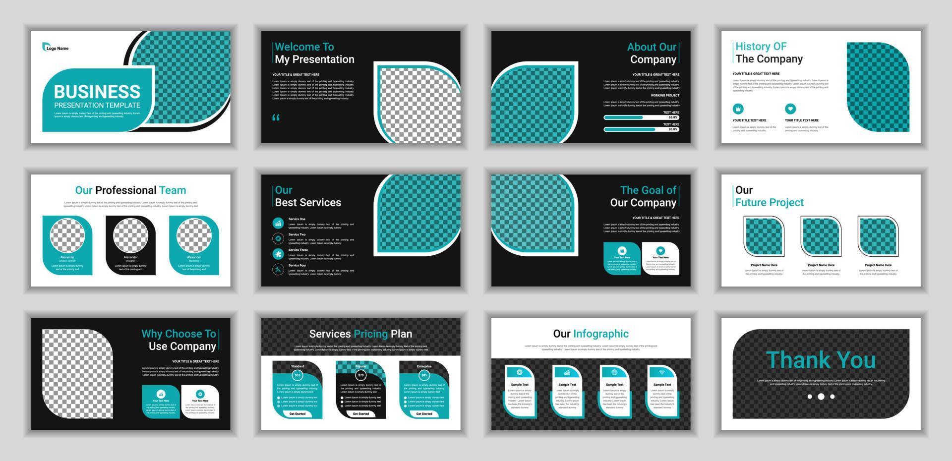 business presentation infographic template set. use for keynote presentation background, website slider, brochure cover, landing page, annual report brochure, company profile template. vector