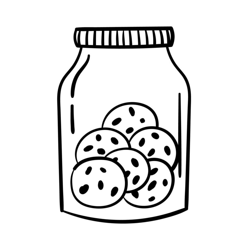 Doodle sticker with jar of oatmeal cookies vector