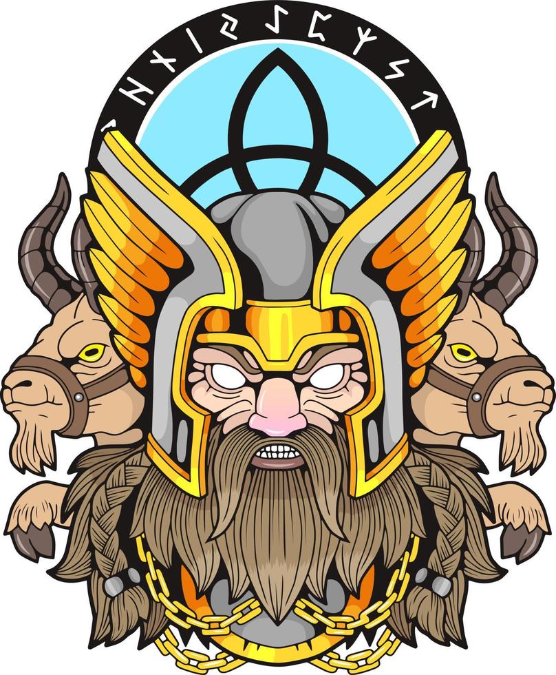 mythological scandinavian god of thunder thor, design illustration vector