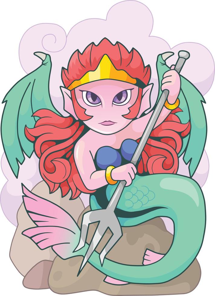 sirena mitológica de dibujos animados vector