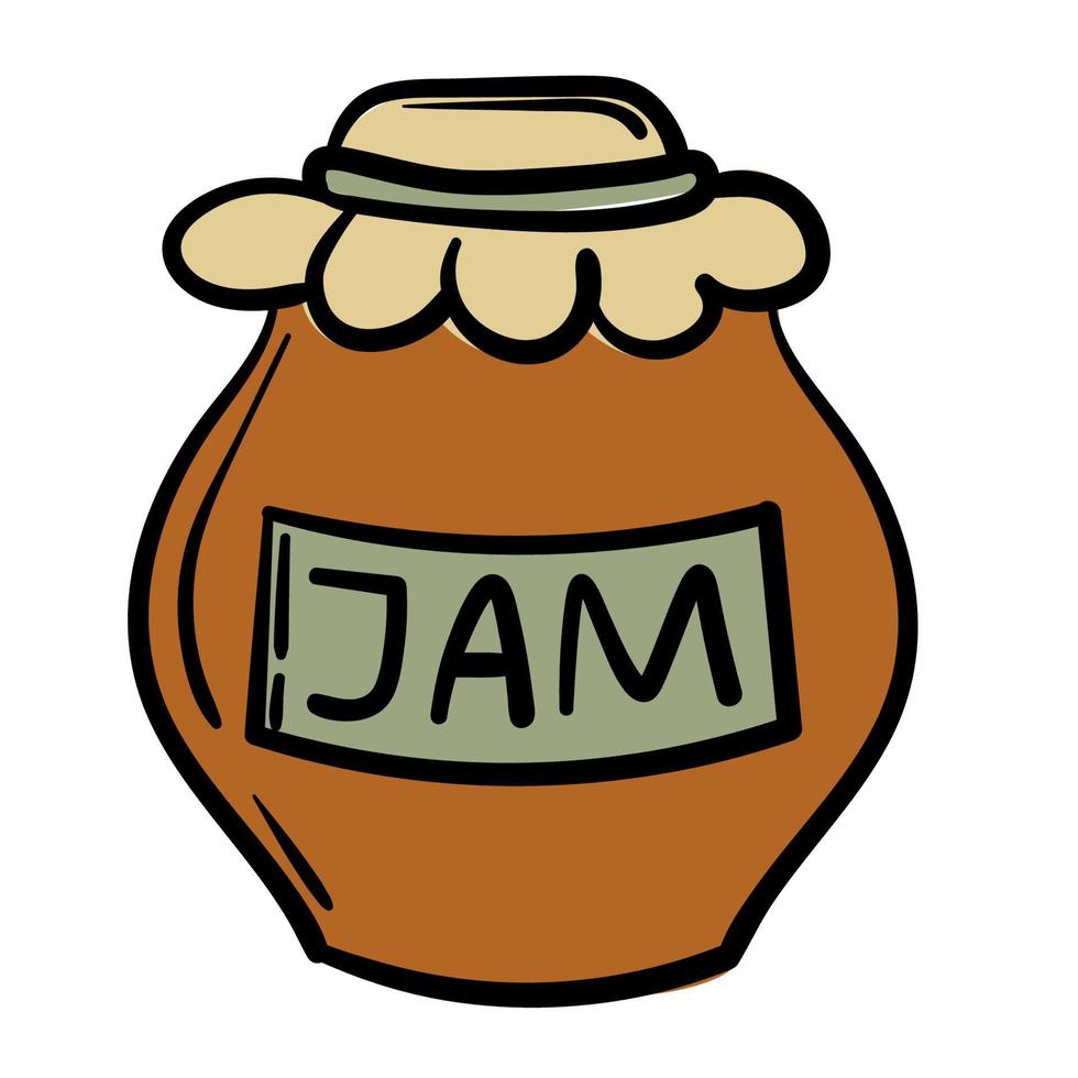 Doodle sticker jar of homemade jam vector