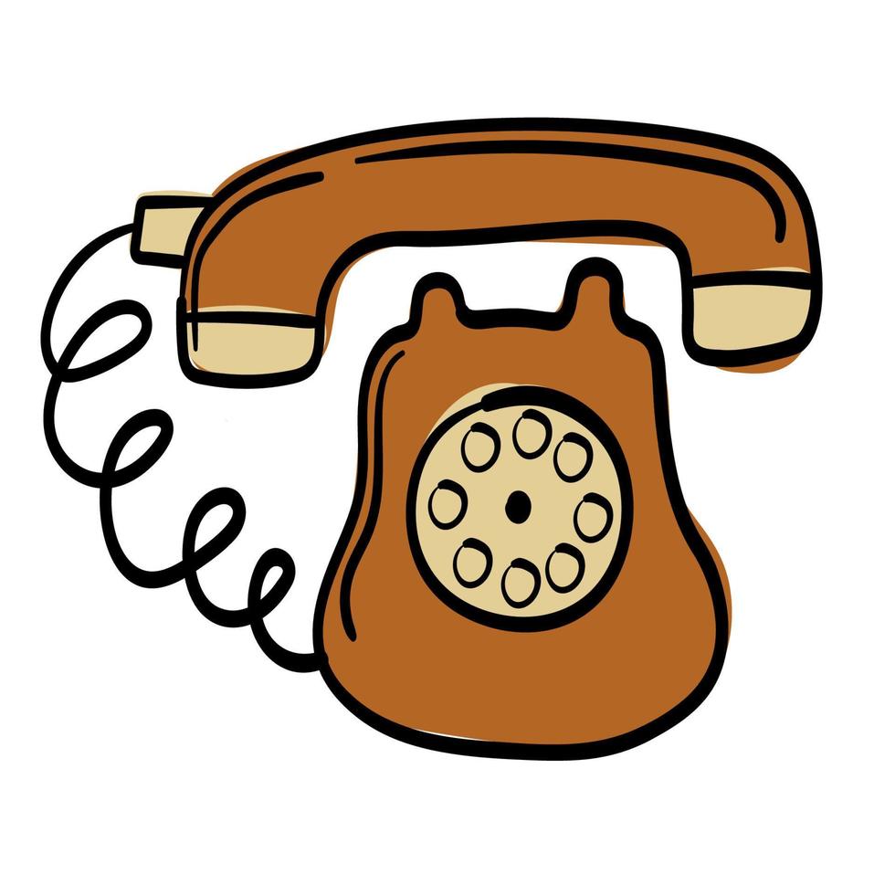 Doodle sticker old home phone vector