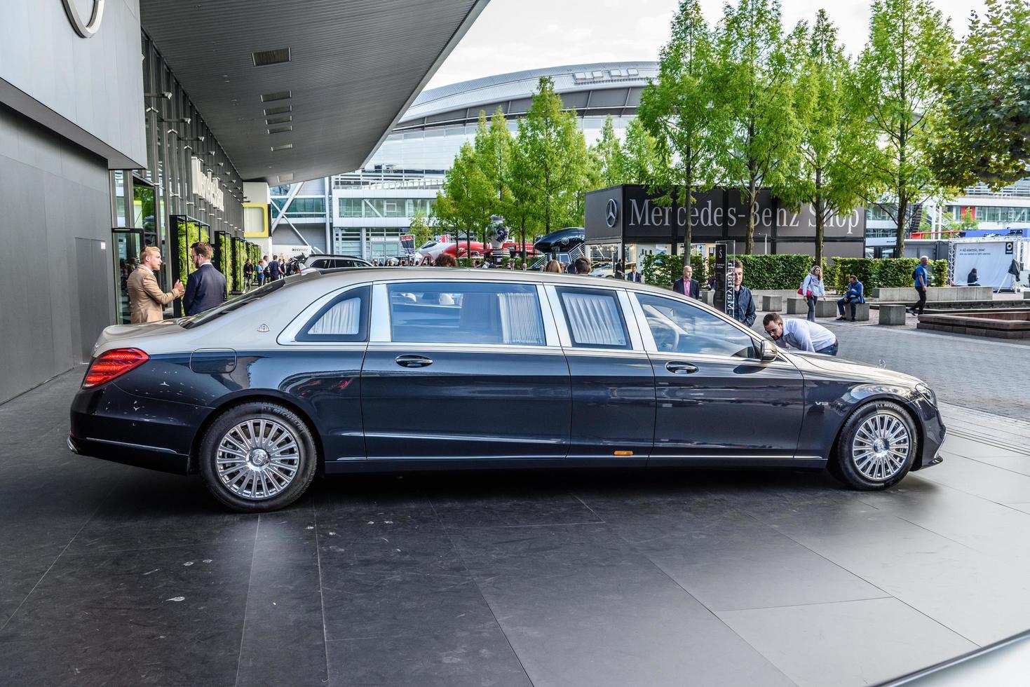 FRANKFURT, GERMANY - SEPT 2019 silver black new MERCEDES-BENZ MAYBACH S 650 PULLMAN VV 222 , IAA International Motor Show Auto Exhibtion photo